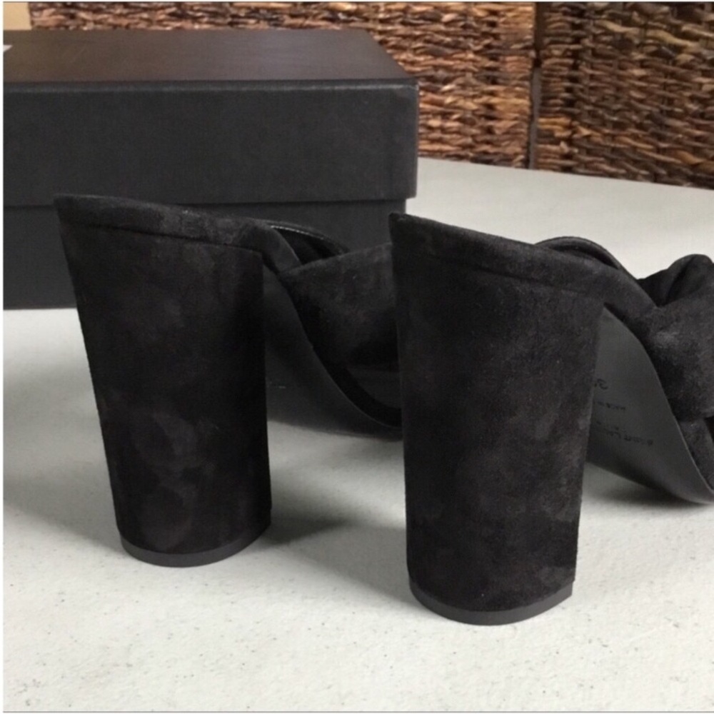 SAINT LAURENT AUTHENTIC LÓBULO 100 mm SUEDE MULE SANDALS NERO EURO SIZE 38.5B - Picture 10 of 16